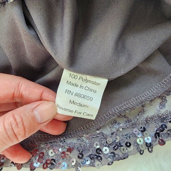 Pink Collection Gray Sequined Sleeveless Mini Dress EUC - Picture 7 of 7